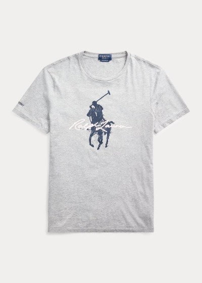 Playeras Ralph Lauren Hombre Grises - Pink Pony Custom Slim - NIADO7450